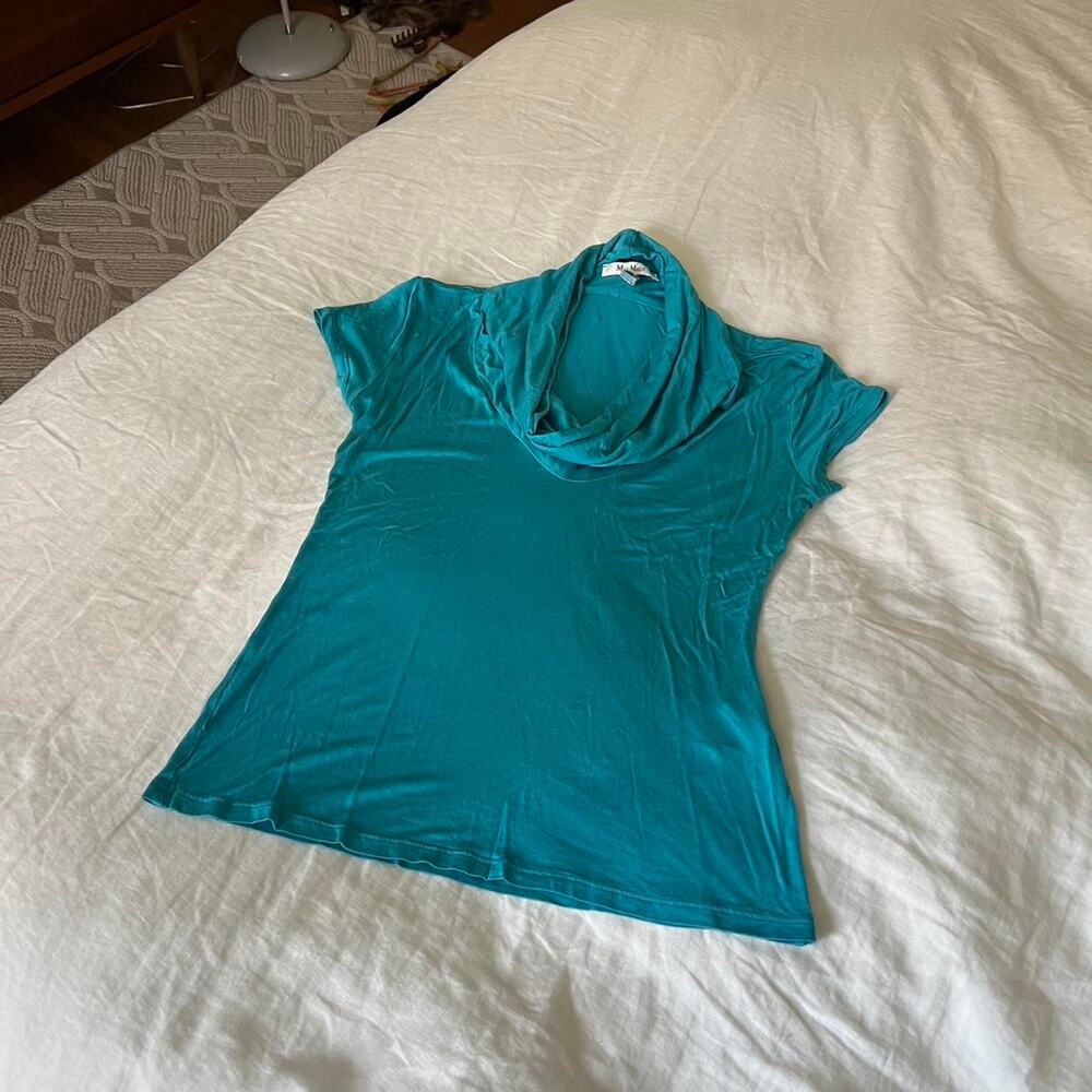 Max Mara Teal Cowl Neck Top